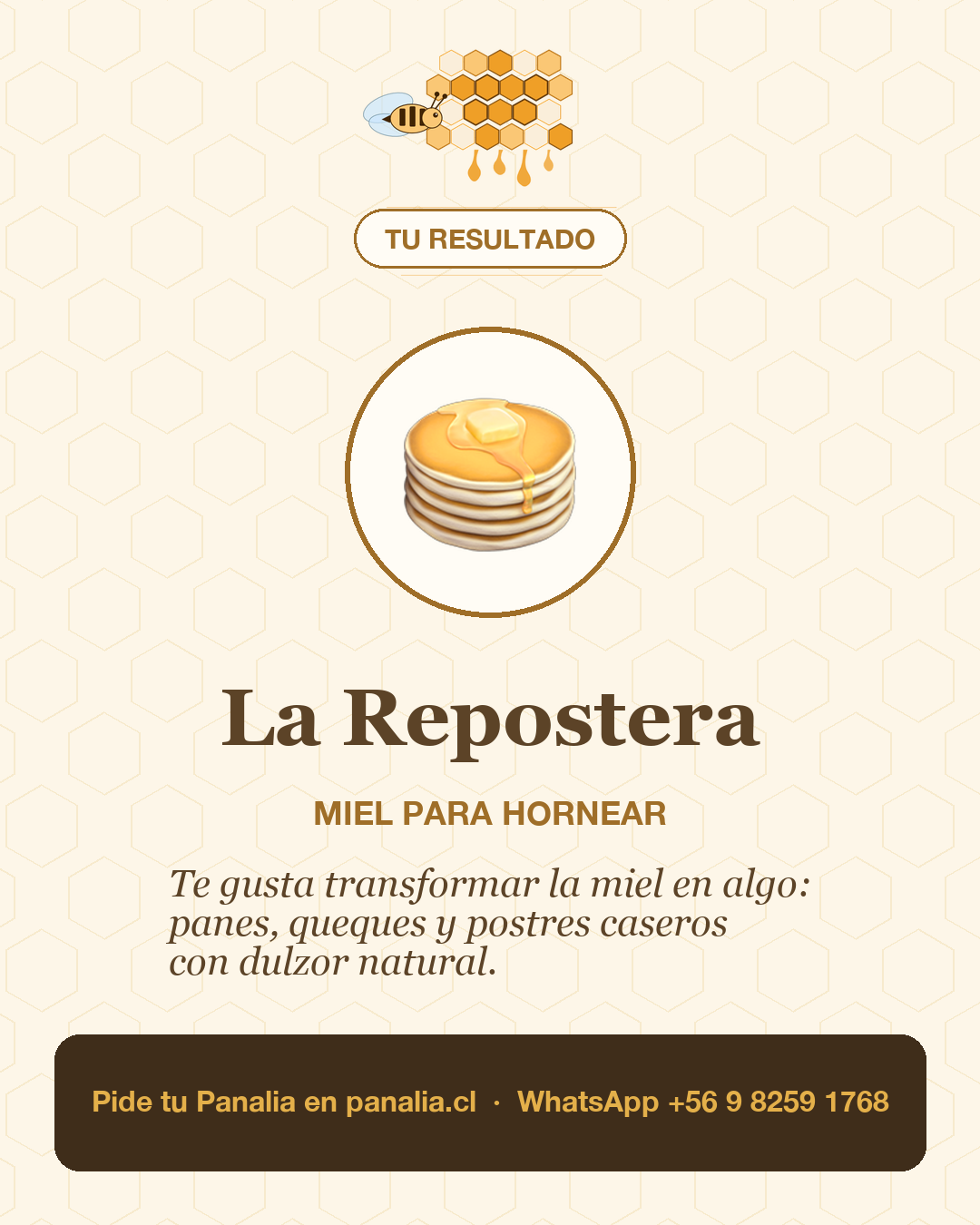 Resultado del quiz Panalia: La Repostera, miel para hornear